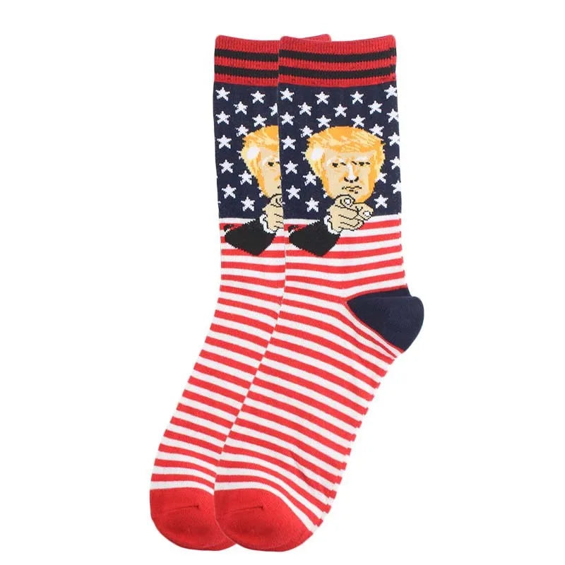 Funny and Funny Presidential Socks With 3D Fake Hair Round Neck Socks for Men's Street Clothing Hip Hop Socks