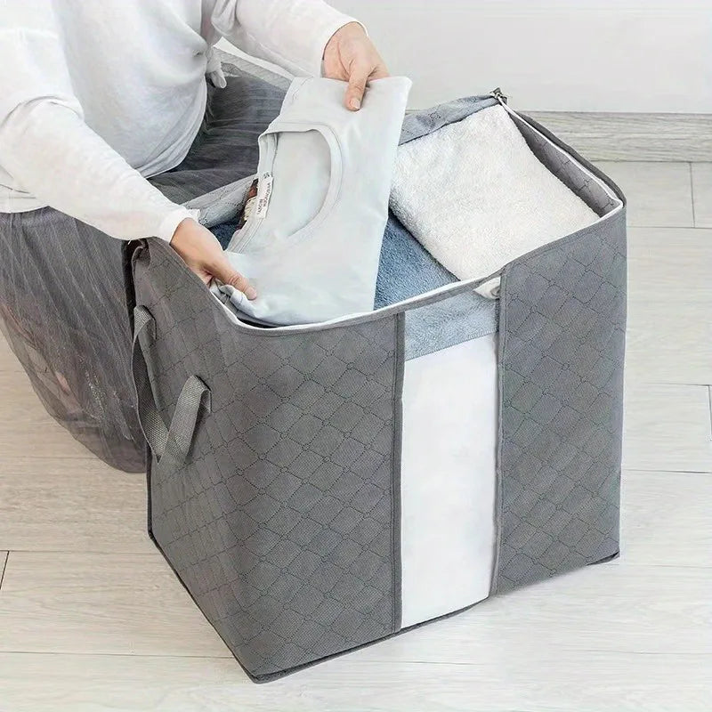 Extra Large Handle Storage Bag - Portable Clothing and Quilt Organizing Bag with Window, Durable Polyester Material, Suitable fo