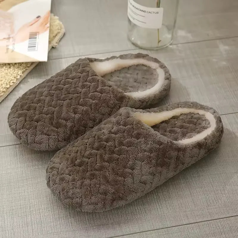 Women Winter Home Fur Slippers Cartoon Cat Non-Slip Soft Warm House Indoor Bedroom Men Couples Boys Girl Memory Foam Floor Shoes