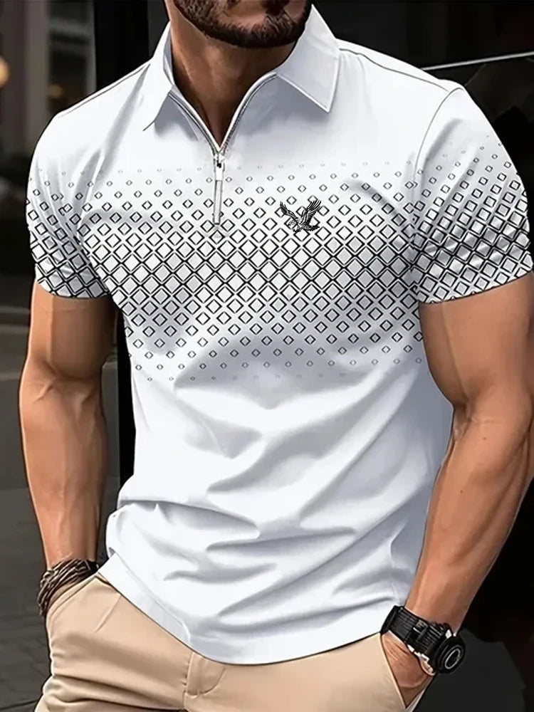 Men's Polo Shirt Lapel Polo Button Up Polos Golf Shirt Geometry Turndown Outdoor Street Short Sleeve Print Clothing Apparel