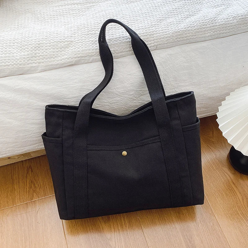 Canvas Bag Female Ins Forest Style Versatile Shoulder Bag Large Capacity Book Storage Student Class Commuter Bag Portable Cloth