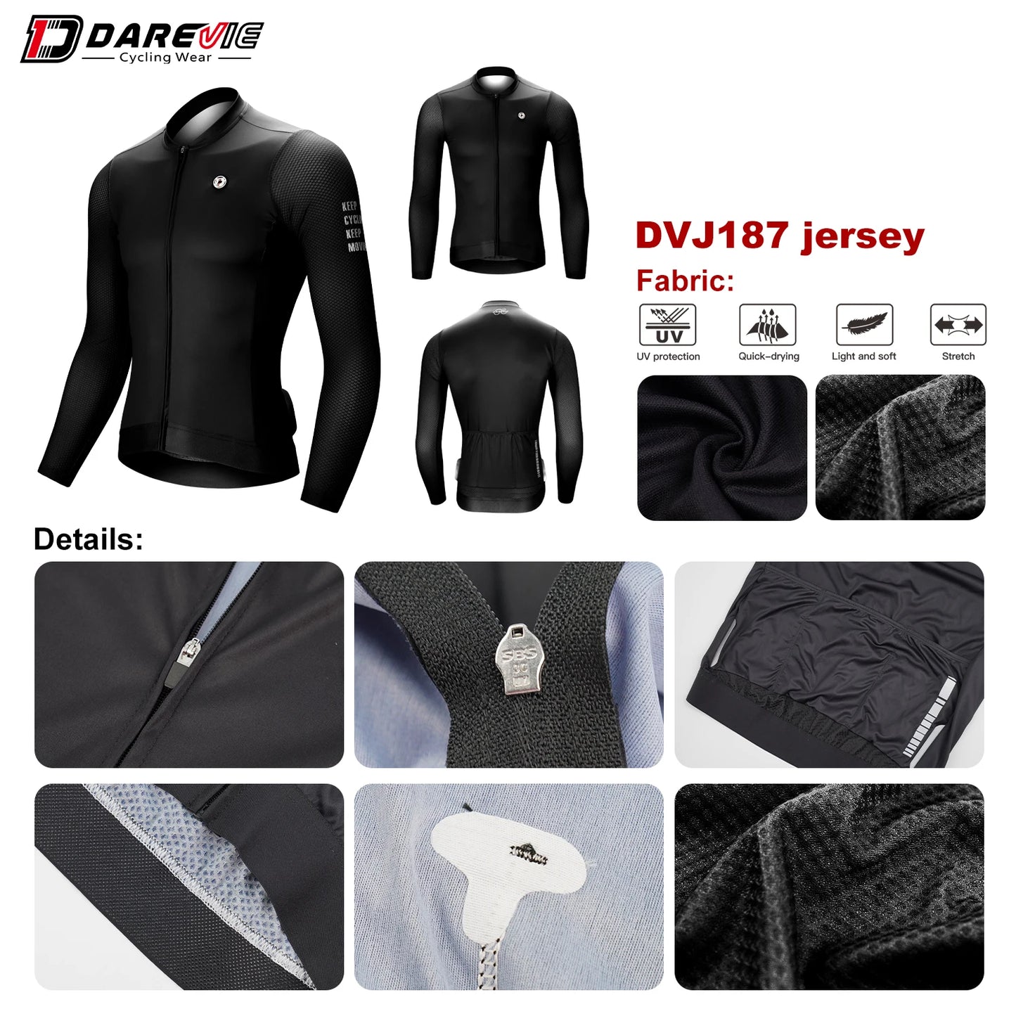 DAREVIE Man Cycling Jersey 2024 Summer Breathable Long Sleeve Men's Cycling Clothing MTB Road Anti-UV Men's Cycling Shirt