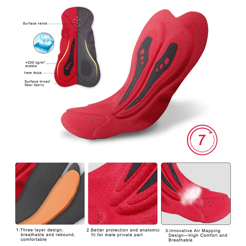 X-TIGER Pro Men's Cycling Bib Shorts Bretelle Professional Cyclist MTB Road Tights Bicycle Clothing For Long Distance Riding