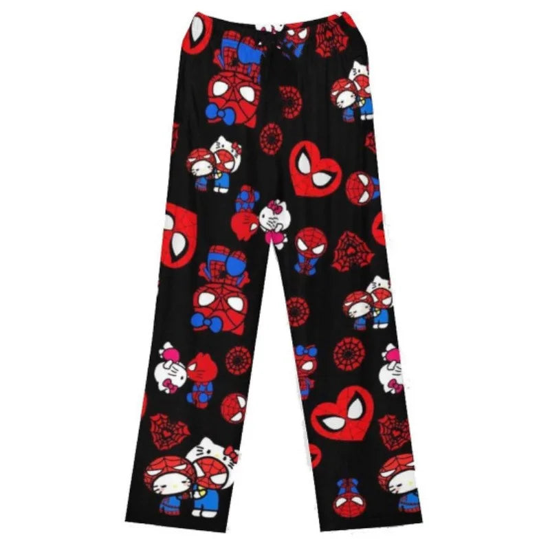 Thicken Hello Kitty Pajama Pants Sanrio Anime Fleece Double Elastic Fabric Soft Trousers Women Trousers Cartoon Birthday Gift