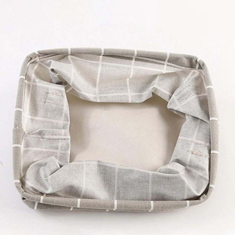 1PC Cotton and Hemp Storage Basket with Handheld Printed Tabletop, Miscellaneous Sorting Cabinet, Small Clothing, Fabric Storage