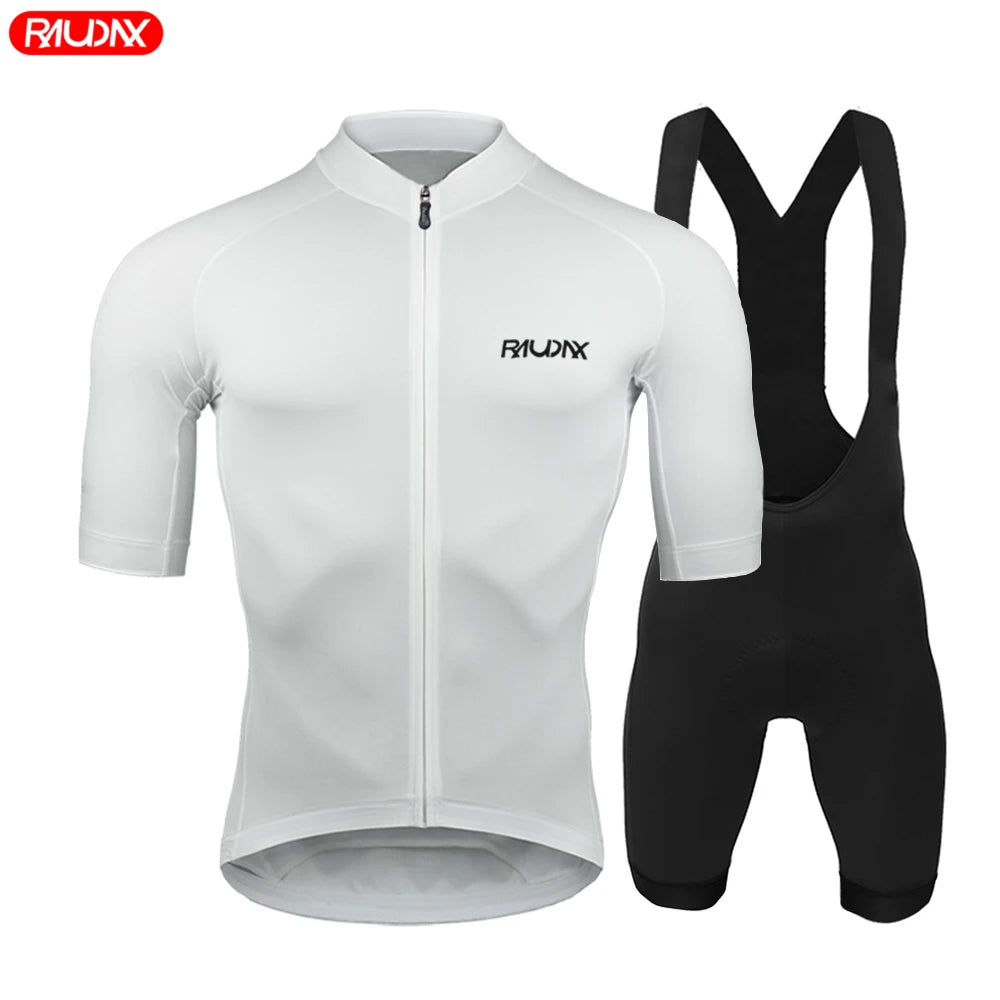 Raudax Team 2024 Men Summer Short Sleeve Cycling Jersey Set MTB Maillot Ropa Ciclismo Bicycle Wear Breathable Cycling Clothing