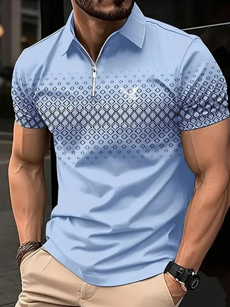 Men's Polo Shirt Lapel Polo Button Up Polos Golf Shirt Geometry Turndown Outdoor Street Short Sleeve Print Clothing Apparel