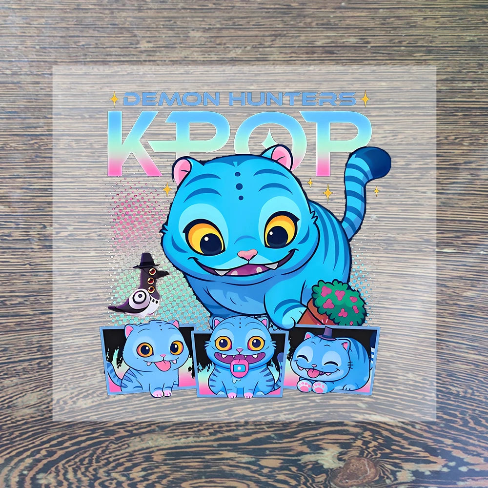 K Pop Demon Hunters Cartoon Iron on Patches for Clothing Kawaii DIY Heat Transfer Stickers Adult Children Clothes Custom Sticker