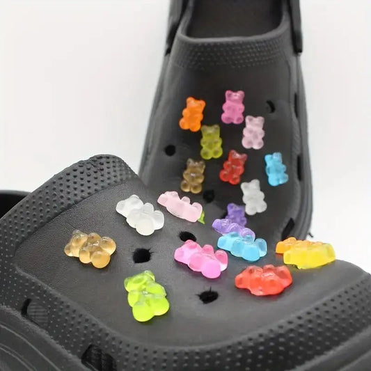 10/20pcs Glow-in-the-Dark Cute Bear Shoe Charms - Luminous DIY Shoe Decoration Accessories for Clogs