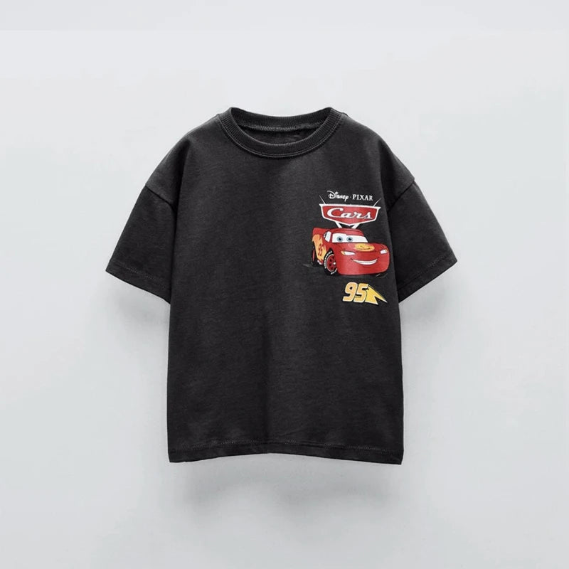 Car Cartoon Tees Tops For Boy Clothing Summer Fashion Children Short Sleeve Clothes Printed Pattern T-shirts Loose Casual Tshirt