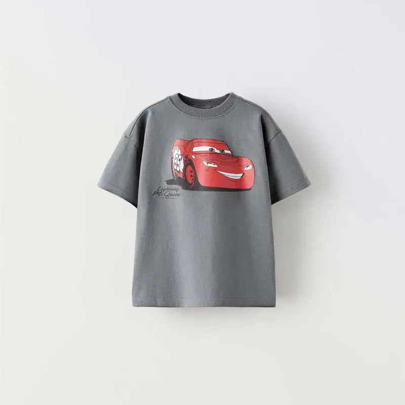 Car Cartoon Tees Tops For Boy Clothing Summer Fashion Children Short Sleeve Clothes Printed Pattern T-shirts Loose Casual Tshirt