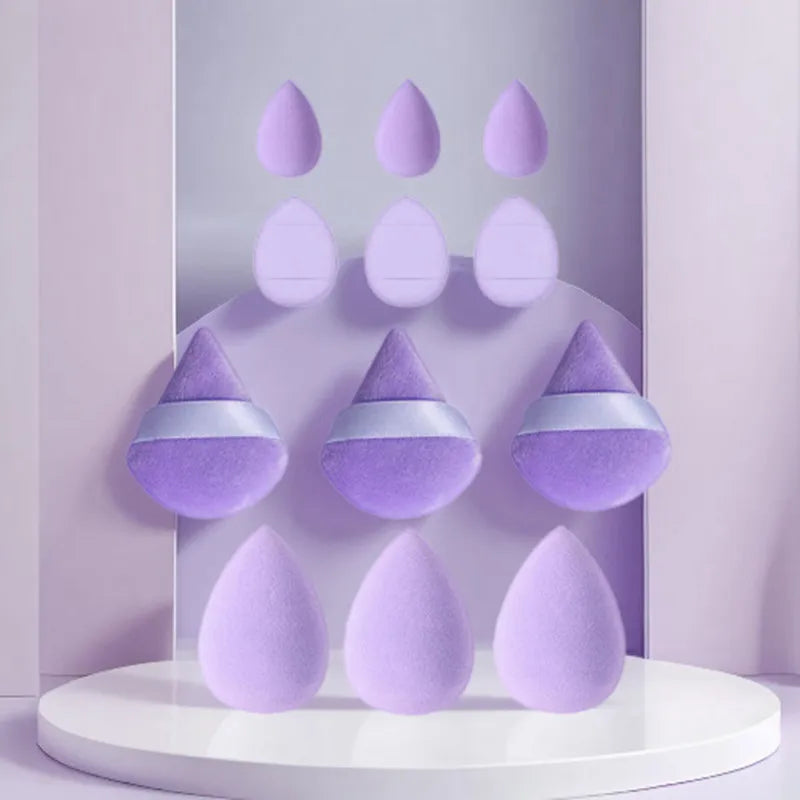 YS00081- Beauty Egg Set Mini Finger Powder Puff Flocking Powder Air Cushion Makeup Sponge Makeup Egg