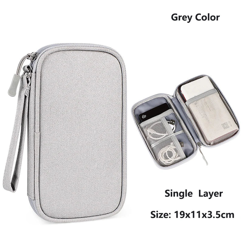 1pc Pink/Grey/Black/Navy Travel Portable Digital Product Storage Bag USB Data Cable Organizer Headset Charging Treasure Box Bag