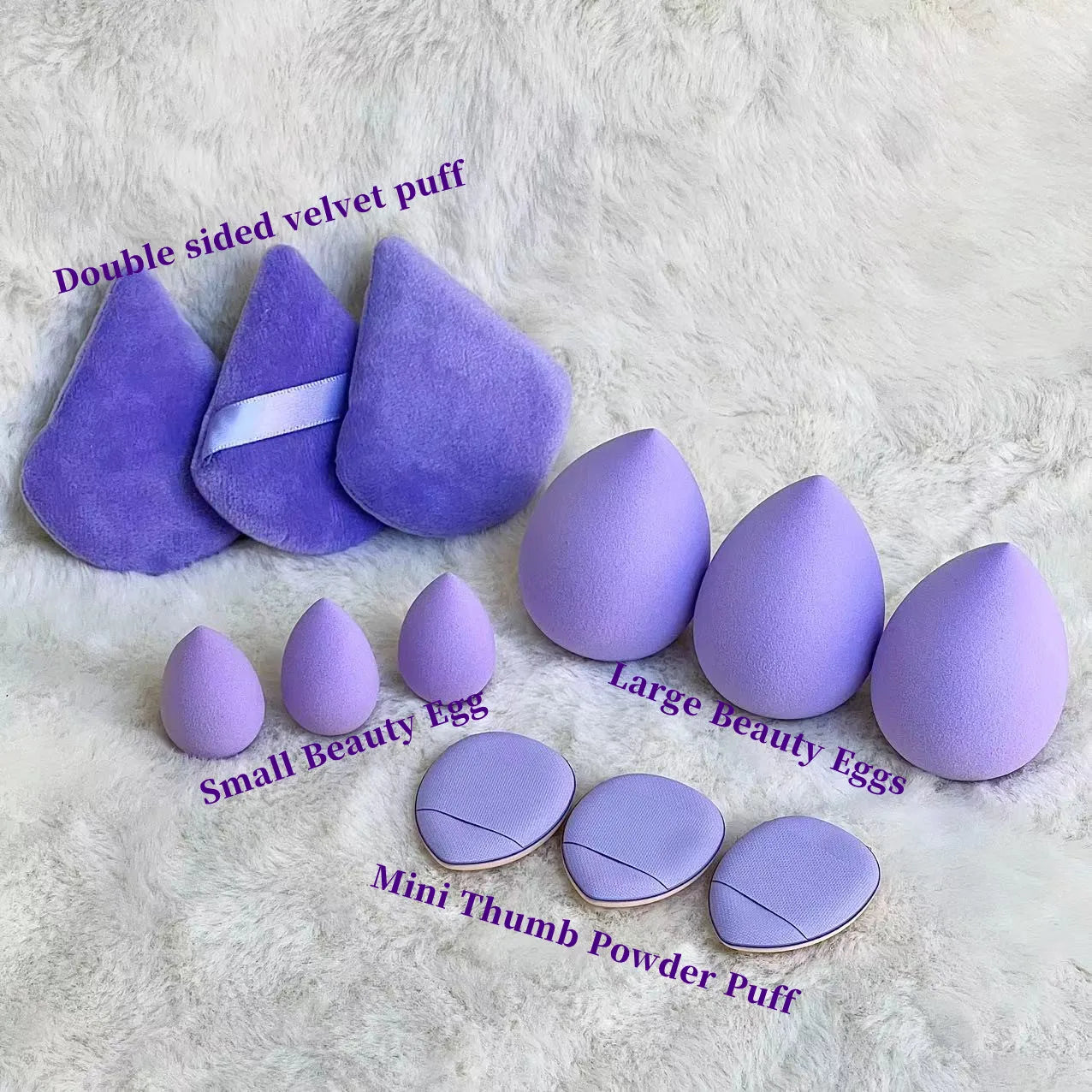 YS00081- Beauty Egg Set Mini Finger Powder Puff Flocking Powder Air Cushion Makeup Sponge Makeup Egg