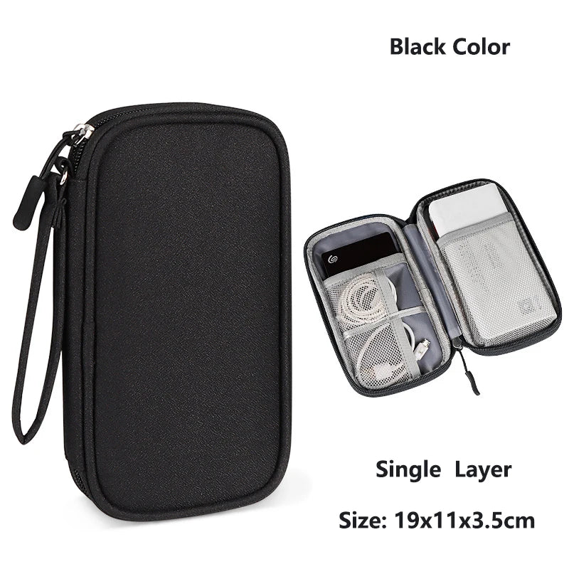 1pc Pink/Grey/Black/Navy Travel Portable Digital Product Storage Bag USB Data Cable Organizer Headset Charging Treasure Box Bag