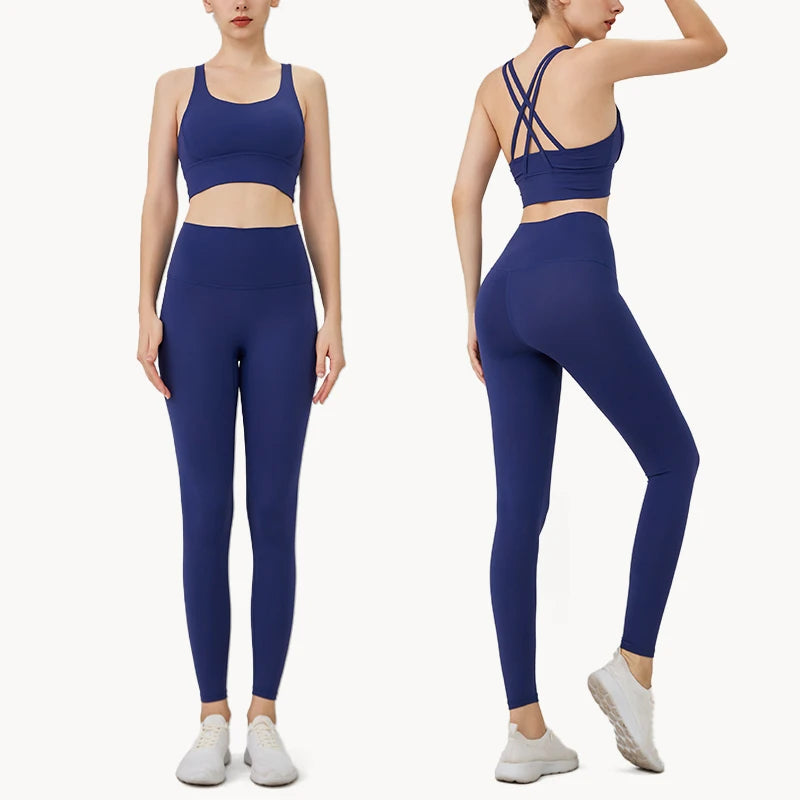 2024 New 2 Piece Yoga Clothes Women's Tracksuit Quick Dry Set Breathable Fitness Suit Fitness Clothing Sports Bra Leggings Suit