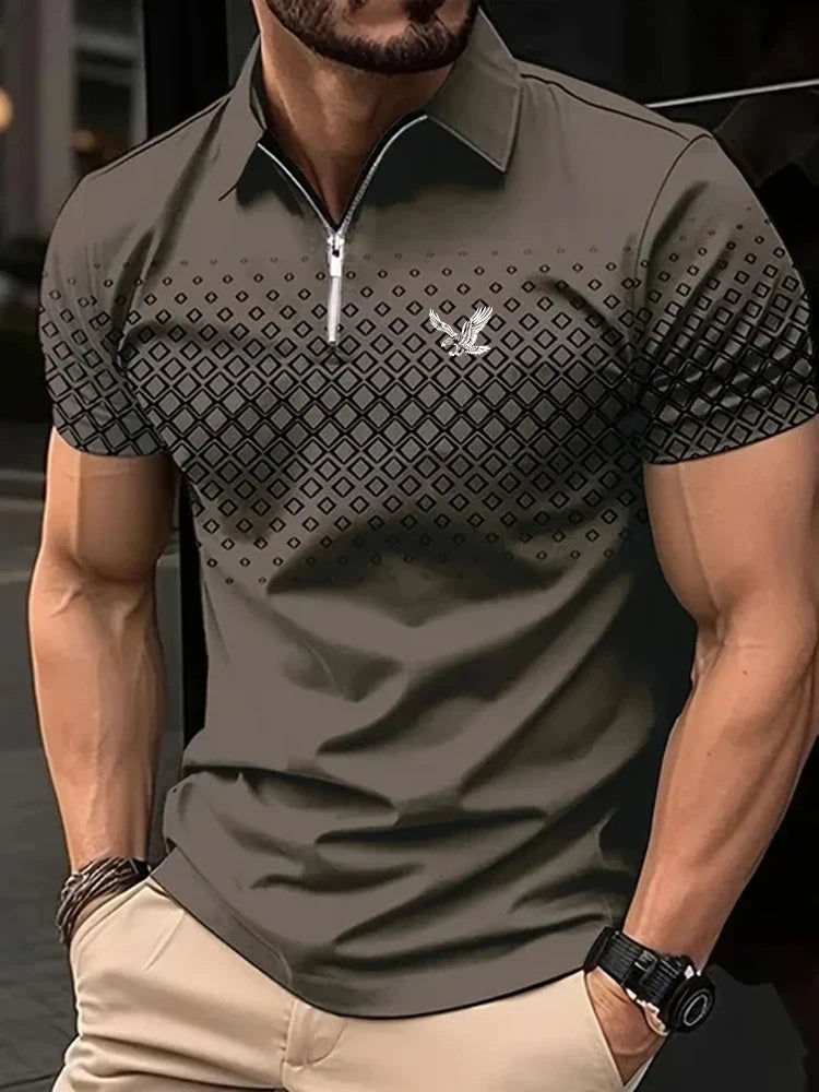 Men's Polo Shirt Lapel Polo Button Up Polos Golf Shirt Geometry Turndown Outdoor Street Short Sleeve Print Clothing Apparel