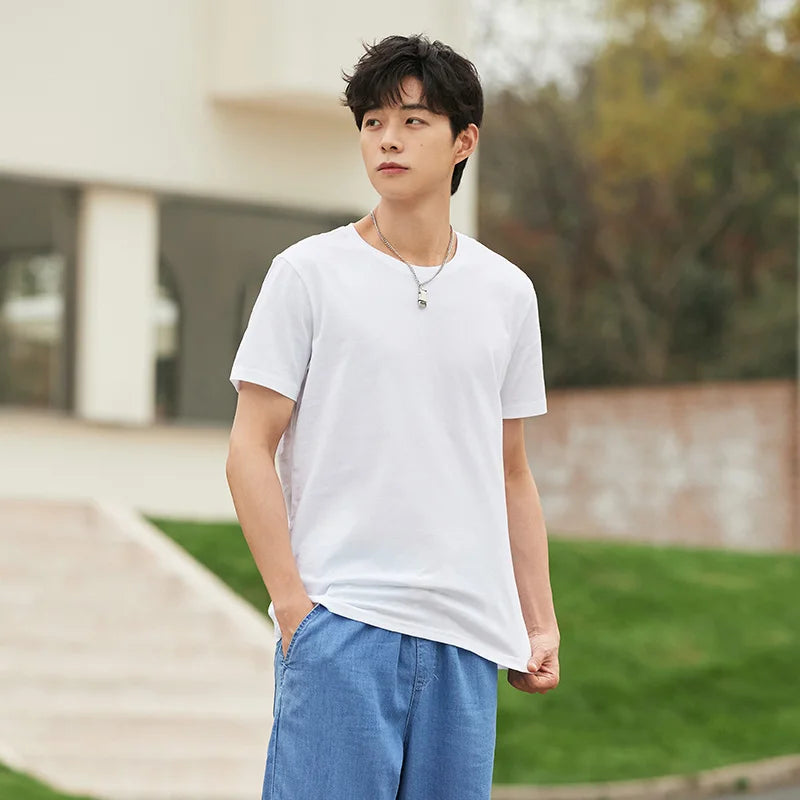 Semir Summer Cotton T Shirts Men 2024 Simple O Neck Stretch Solid New Tops Clothing Casual Tshirt Man Streetwear Cool Tee Shirts