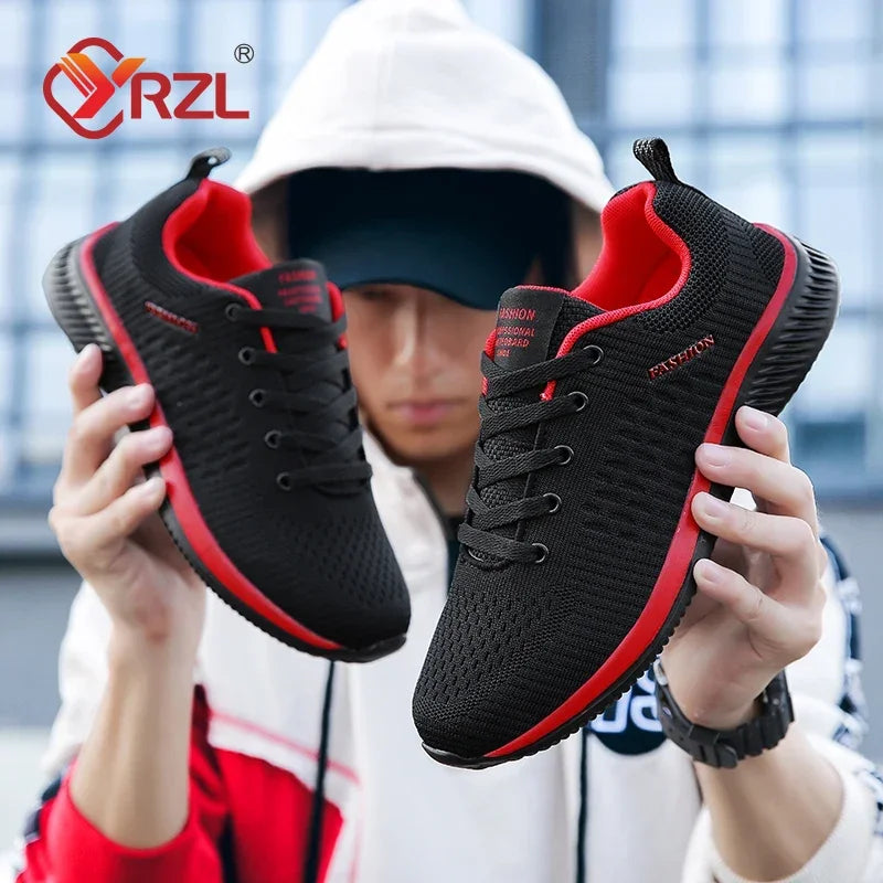 YRZL Men Shoes Breathable Mens Sneakers Comfortable Non Slip Casual Shoes Tenis Outdoor Lace Up Walking Sneakers for Men
