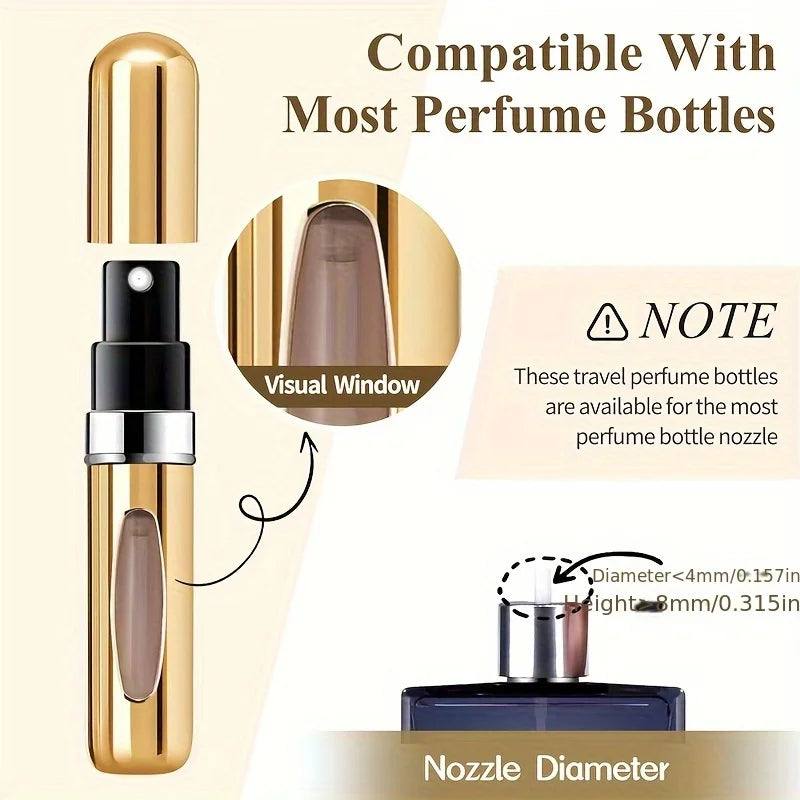Mini Refillable Perfume Atomizer Aluminum, Travel Perfume Atomizer 5ml, Portable Perfume Dispenser, Refillable Perfume Case Rugg