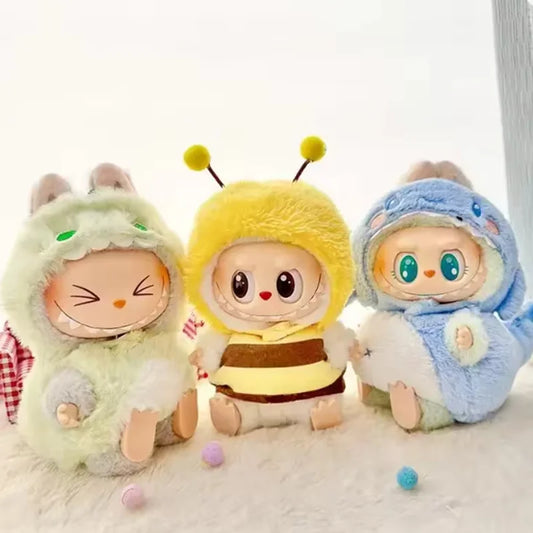 17cm Cute Mini Plush Doll Clothes Outfit Accessories for Korea Kpop Labubu Idol Dolls Shark Clothing DIY Labubu Clothes