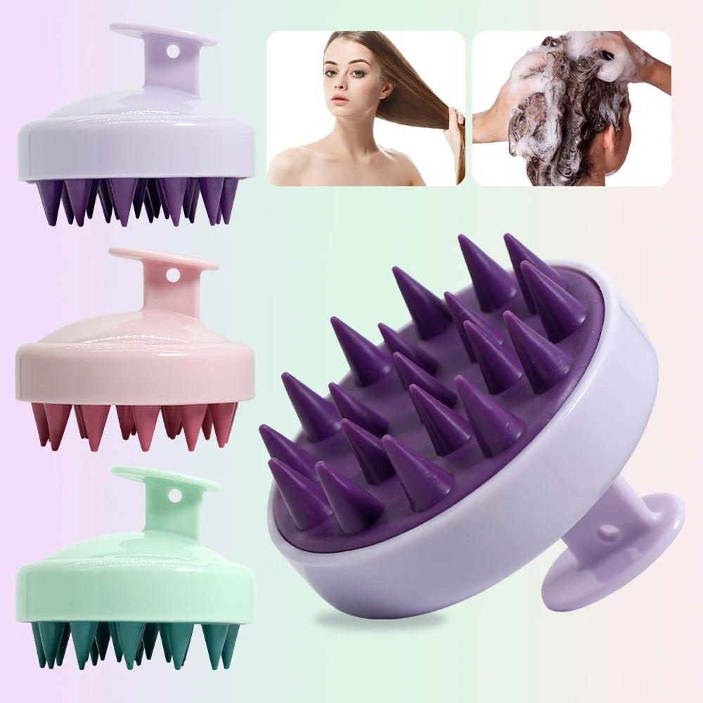 Silicone Shampoo Scalp Hair Massager Head Body Scalp Massage Brush Scalp Massage Brush Comb Magic Handle Brush Spa Massage Brush