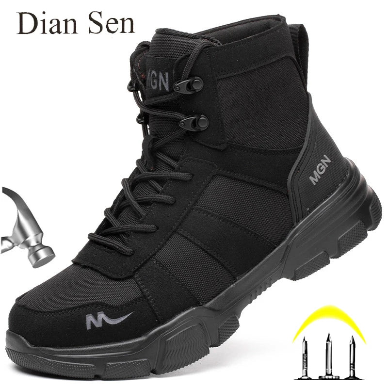 Work Boots Indestructible Safety Shoes Men Steel Toe Shoes Puncture-Proof Sneakers Women Non Slip Work Shoes Male Tactical Boots