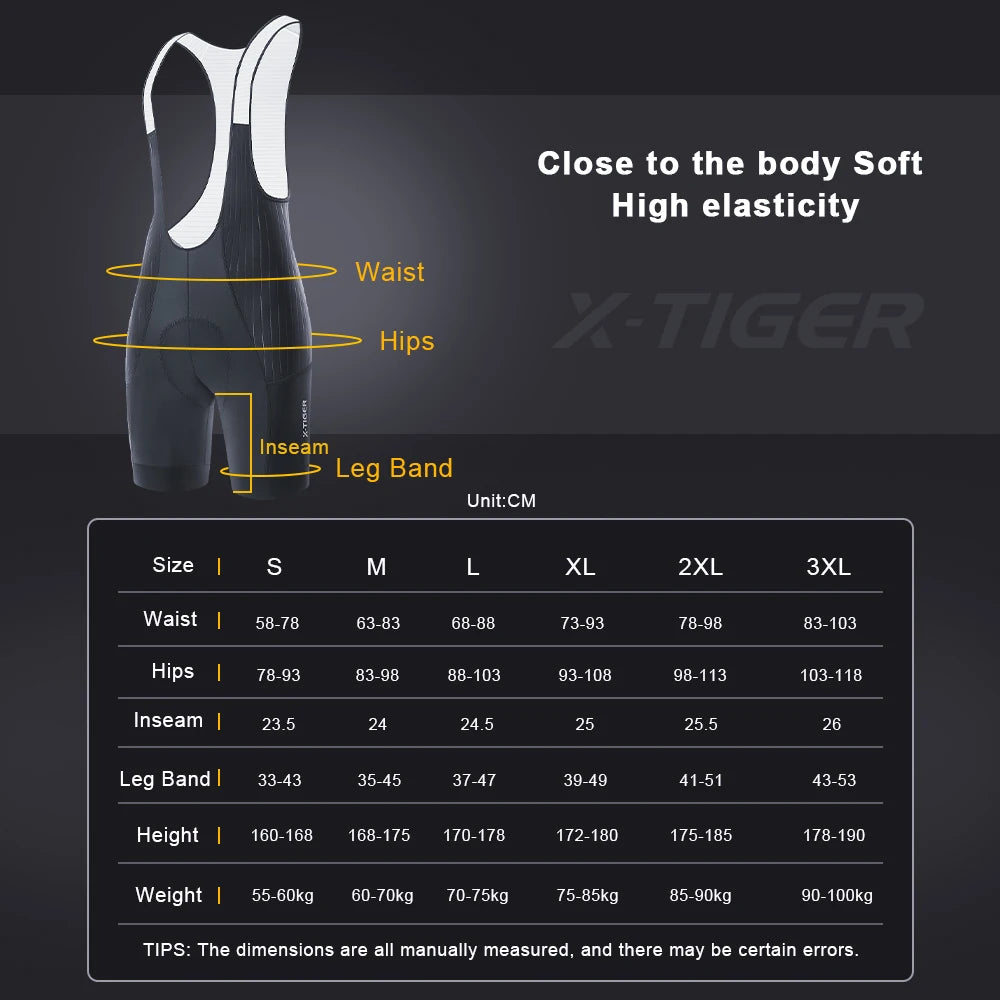 X-TIGER Pro Men's Cycling Bib Shorts Bretelle Professional Cyclist MTB Road Tights Bicycle Clothing For Long Distance Riding