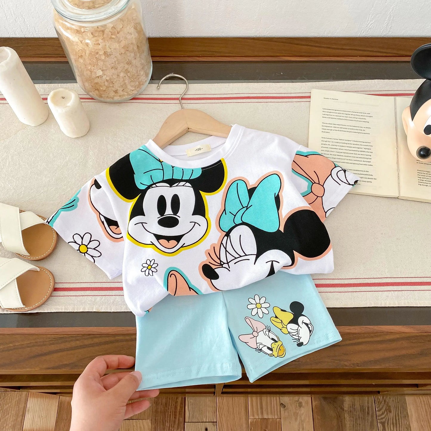 Trendy Brand Baby Girl T-shirt Shorts Set Summer Clothing Children's Wear Short Sleeve Suit Kids Disney Cartoon Cute Tracksuits