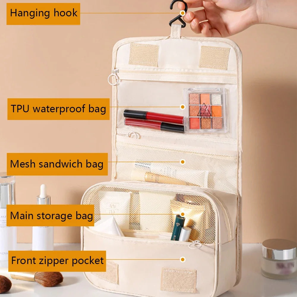 Travel Makeup Bag Waterproof Toiletries Organizer High Quality Women Neceser Bathroom Hook Wash Pouch Hook Makeup Storage Bag
