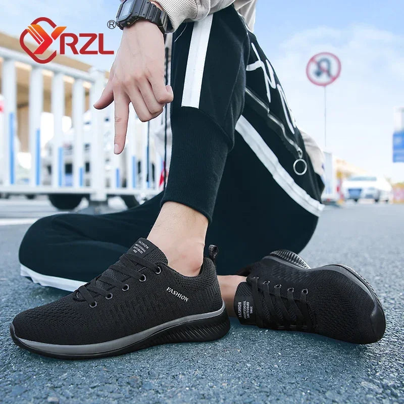 YRZL Men Shoes Breathable Mens Sneakers Comfortable Non Slip Casual Shoes Tenis Outdoor Lace Up Walking Sneakers for Men
