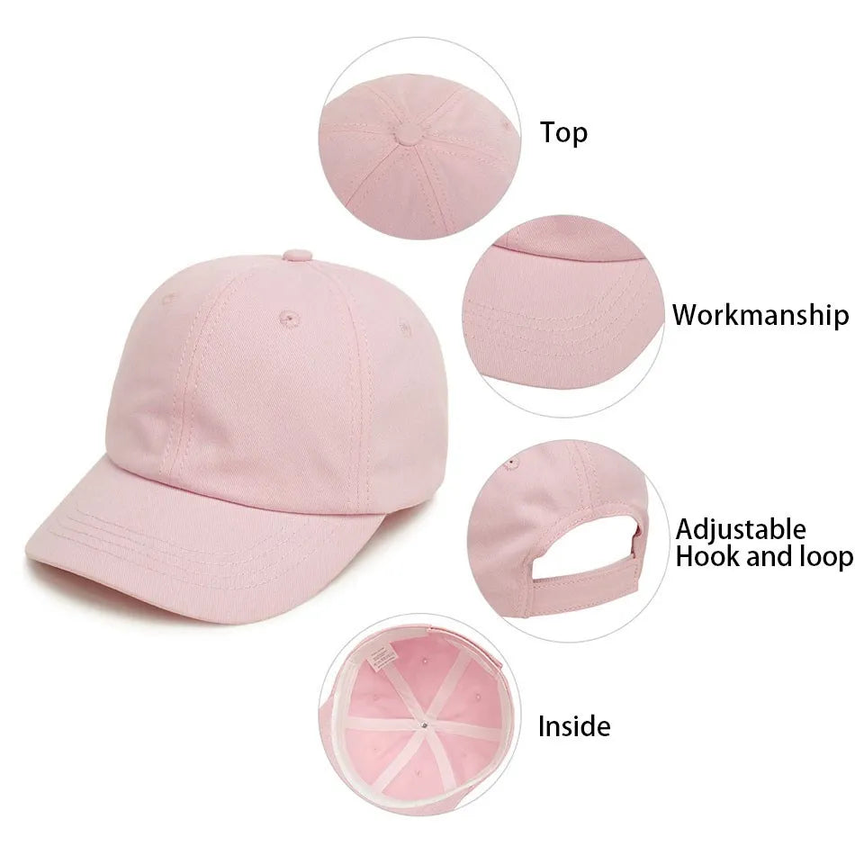 Baby Girl Baseball Caps Pink Black White Gray Children Low Profile Sun Hat Kids Boy Running Headwear Clothing Accessories