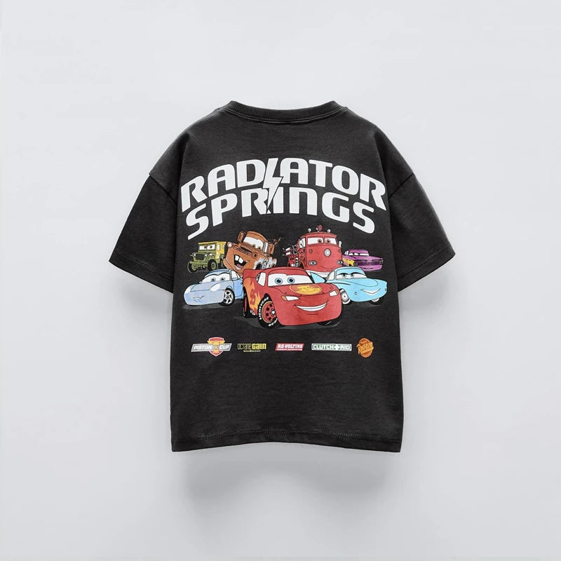 Car Cartoon Tees Tops For Boy Clothing Summer Fashion Children Short Sleeve Clothes Printed Pattern T-shirts Loose Casual Tshirt