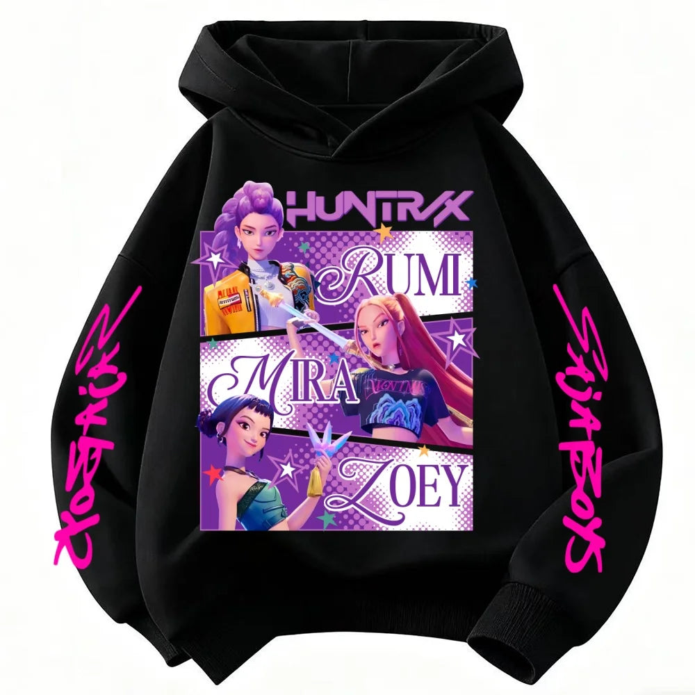 KPop Demon Hunters Huntrix Hoodie Kids Clothes Princess Girls Clothing Fashion Boys Clothes Spring Autumn Sweatshirt Child Tops