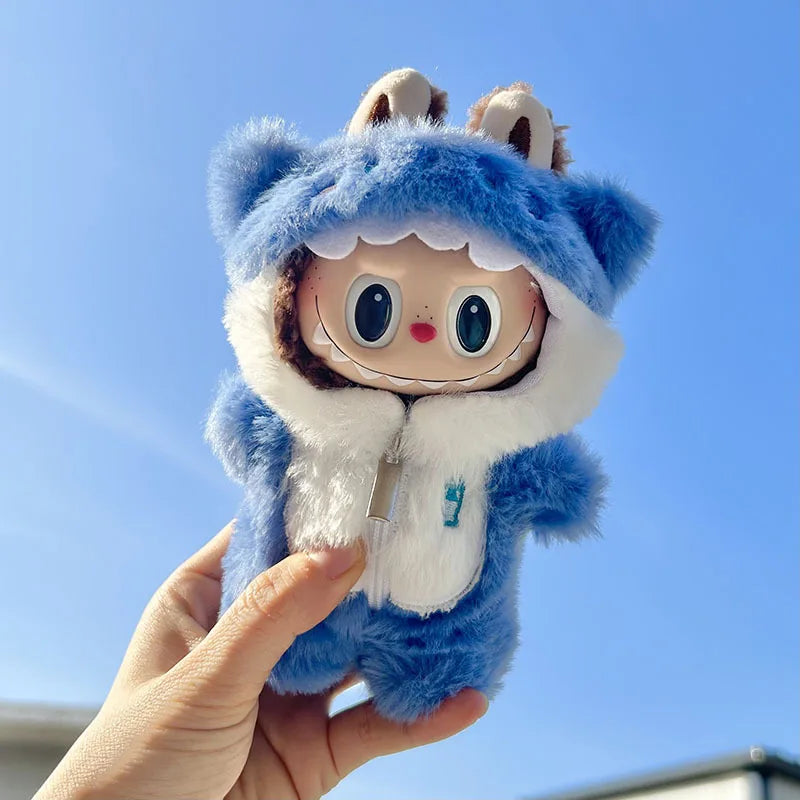 17cm Cute Mini Plush Doll Clothes Outfit Accessories for Korea Kpop Labubu Idol Dolls Shark Clothing DIY Labubu Clothes