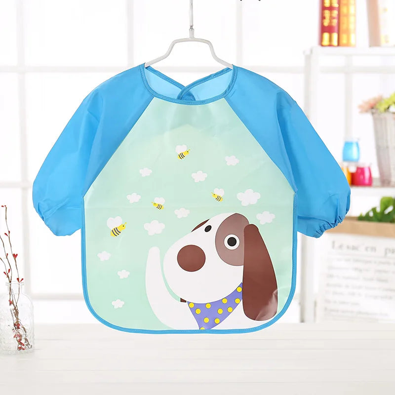 Waterproof EVA Full Sleeve Baby Bibs Children Apron Long Sleeve Feeding Smock Kids Eating Breastplate Infant Scarf Clothing
