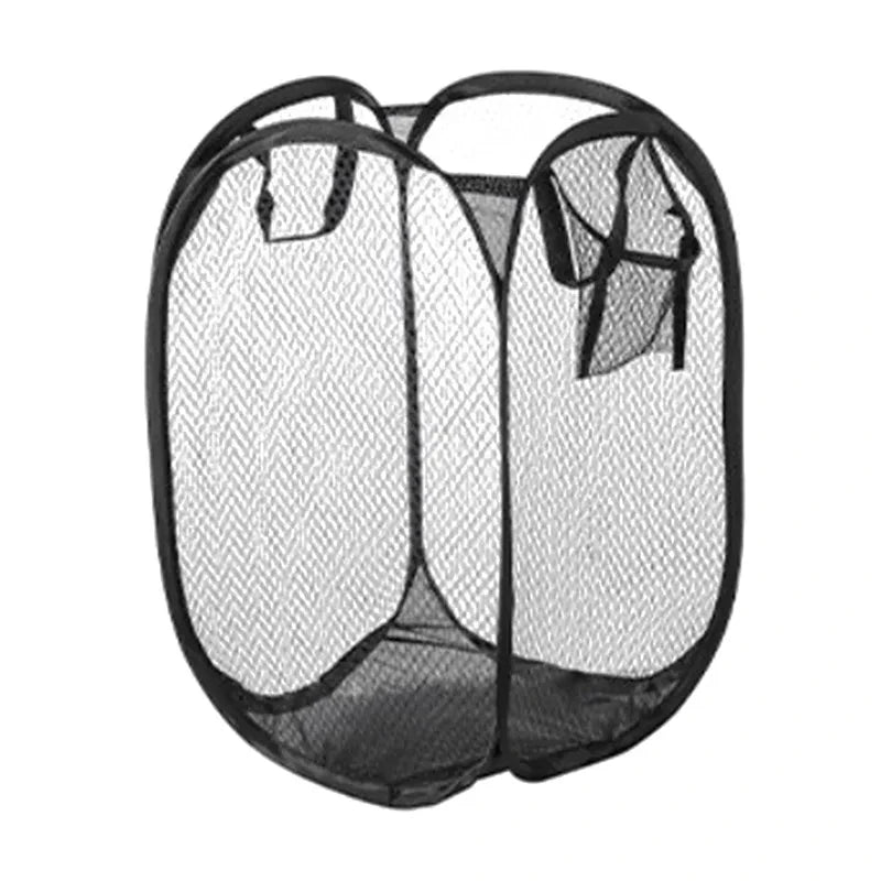 Folding Laundry Basket Organizer for Dirty Clothes Bathroom Clothes Mesh Storage Bag Household Wall Hanging Basket Frame Bucket