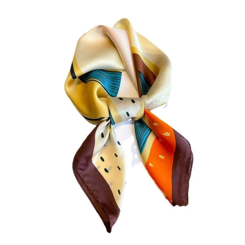 70cm Polka Dot Printed Silk Scarf Women Simulated Silk Elegant and Versatile Headwear Bag Accessories Clothing Square Scarf