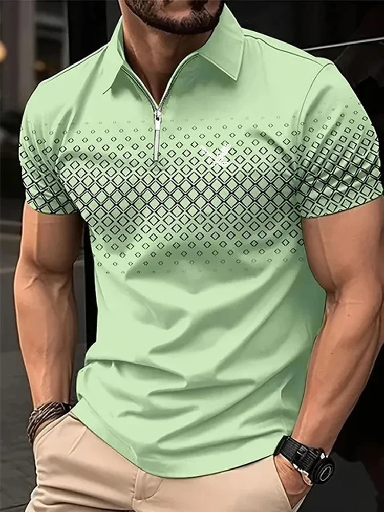 Men's Polo Shirt Lapel Polo Button Up Polos Golf Shirt Geometry Turndown Outdoor Street Short Sleeve Print Clothing Apparel
