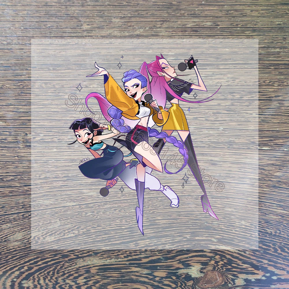 K Pop Demon Hunters Cartoon Iron on Patches for Clothing Kawaii DIY Heat Transfer Stickers Adult Children Clothes Custom Sticker