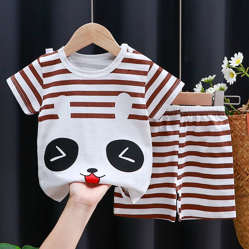 Kids Clothes Set Baby BoyGirl T-Shirt + Shorts Summer Clothing Cotton Cartoon Casual Boys Tracksuit Children Baby Clothes Set