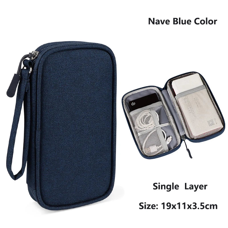 1pc Pink/Grey/Black/Navy Travel Portable Digital Product Storage Bag USB Data Cable Organizer Headset Charging Treasure Box Bag
