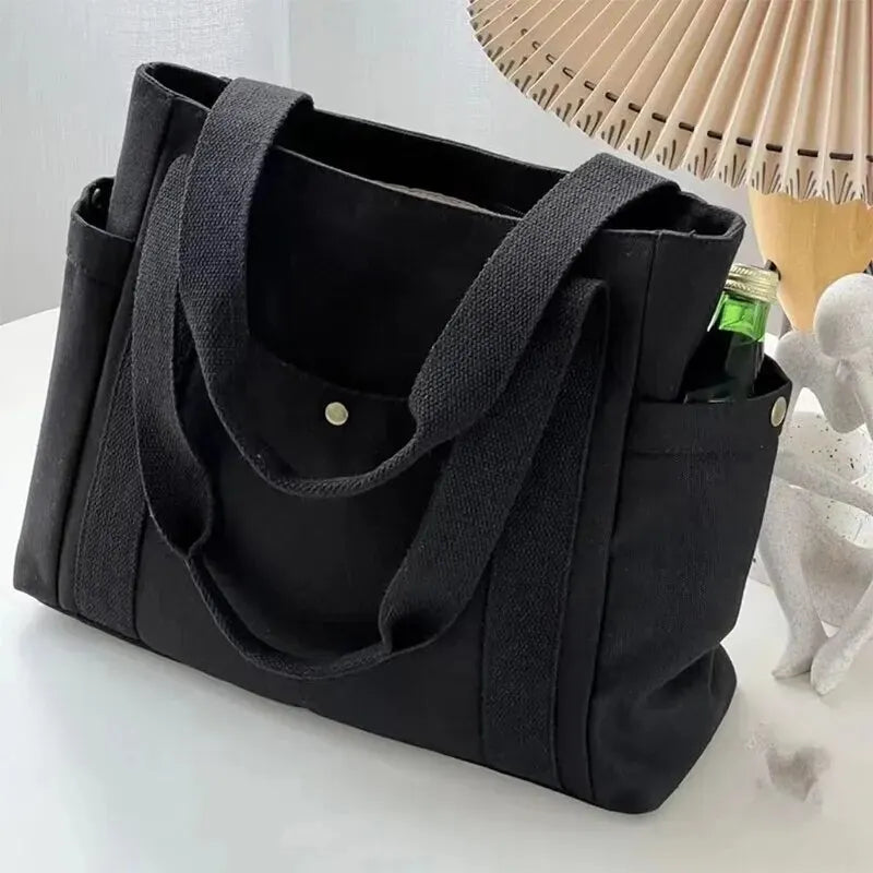 Canvas Bag Female Ins Forest Style Versatile Shoulder Bag Large Capacity Book Storage Student Class Commuter Bag Portable Cloth