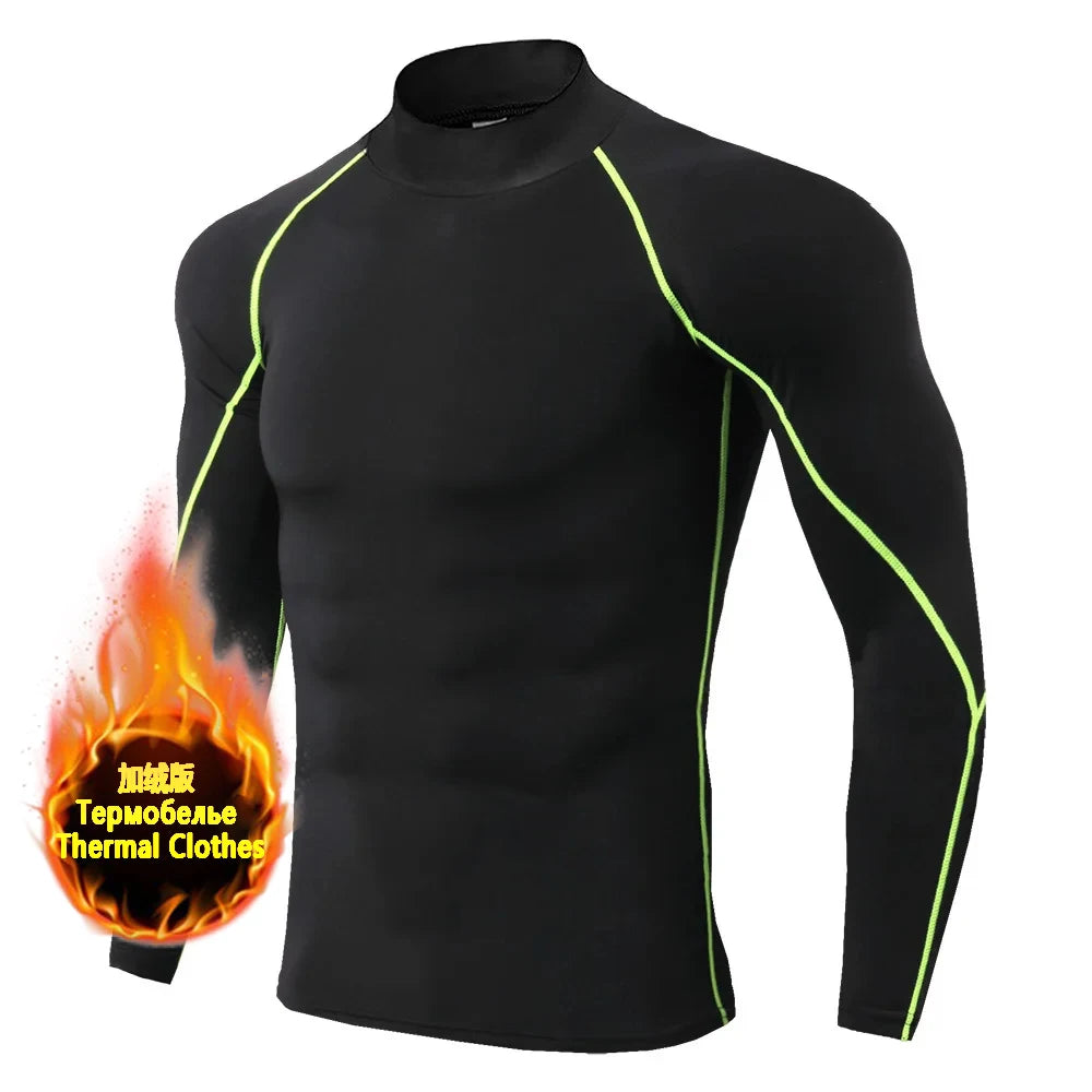 Winter Man Compression Shirt Cycling Clothing Warmth Shirt Warm Bottoming Shirt Men Compression T-Shirt Gym Sportswear 2024 New